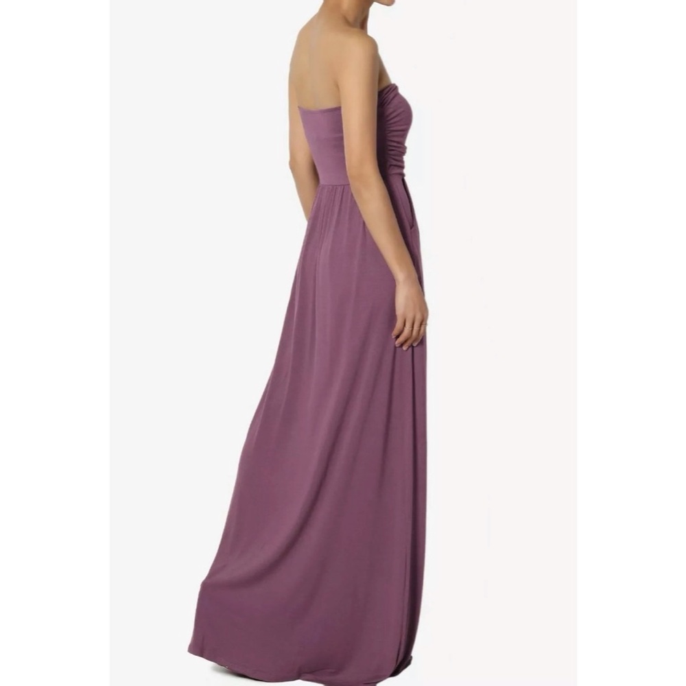 ✂️STRAPLESS MAXI DRESS WITH POCKETS IN DUSTY PLUM - Picture 4 of 6